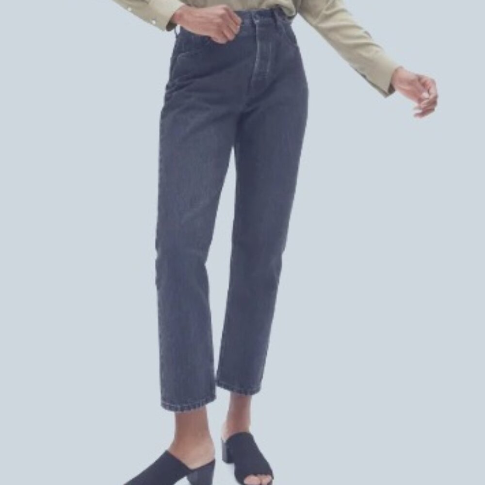 Everlane High-Rise Straight Jeans - Dark Wash Blue
